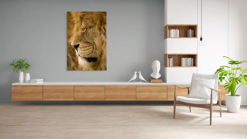 Tablou Canvas, "Regele savanei doarme liniștit", Leu, Blană, Somn, Serenitate, Mândrie, Majestuos, Natură, Grație, Putere, 100 x 150 cm – poza 8