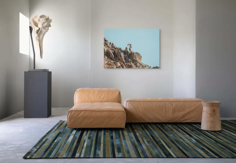 Tablou Canvas, "Capra de stâncă în zare senină", Desert, Capră, Stâncă, Cer, Sălbăticie, Natură, Solitudine, Linie, Orizont, Verticalitate, 100 x 70 cm – poza 7