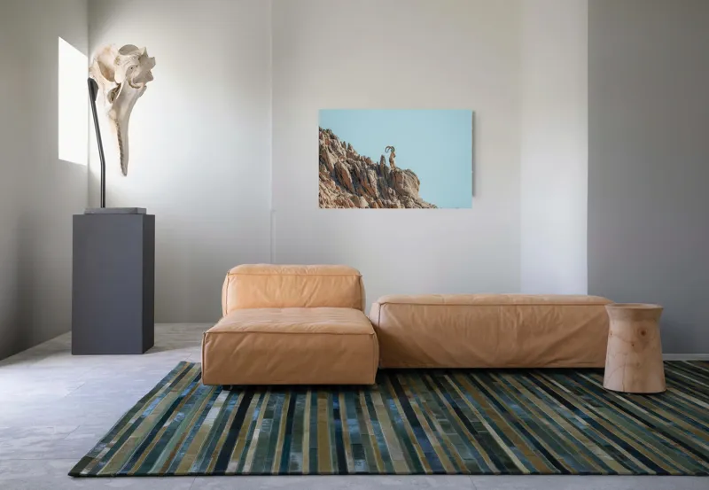 Tablou Canvas, "Capra de stâncă în zare senină", Desert, Capră, Stâncă, Cer, Sălbăticie, Natură, Solitudine, Linie, Orizont, Verticalitate, 90 x 50 cm – poza 8
