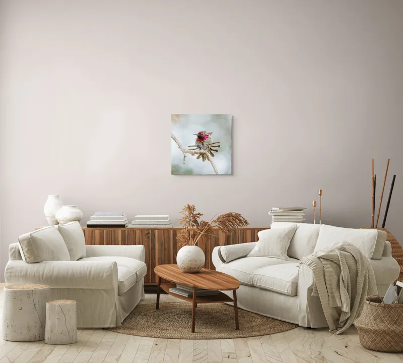Tablou Canvas, "Colibri multicolor pe creanga uscată", Colorat, Fragil, Agil, Zvelt, Înaripat, Mic, Strălucitor, Vibrant, 50 x 50 cm – poza 7