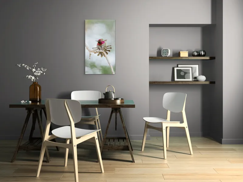 Tablou Canvas, "Colibri multicolor pe creanga uscată", Colorat, Fragil, Agil, Zvelt, Înaripat, Mic, Strălucitor, Vibrant, 50 x 90 cm – poza 4