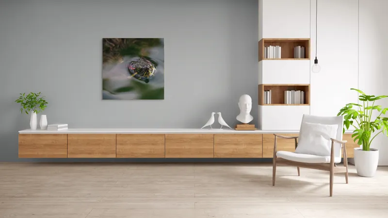Tablou Canvas, "Broasca țestoasă plutește pe apă calmă", 100 x 100 cm – poza 8