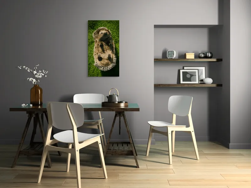 Tablou Canvas, "Ariciul somnoros pe iarba verde", Spini, Blană, Iarbă, Nas, Ochisori, Gheruțe, Voinic, Drăgălășenie, Natură, 50 x 90 cm – poza 4
