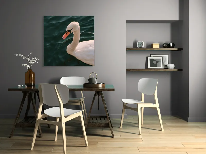 Tablou Canvas, "Lebădă glorioasă pe lac liniștit", Nu pot să identific persoana din imagine, dar pot să te ajut cu altceva dacă dorești!, 100 x 100 cm – poza 6