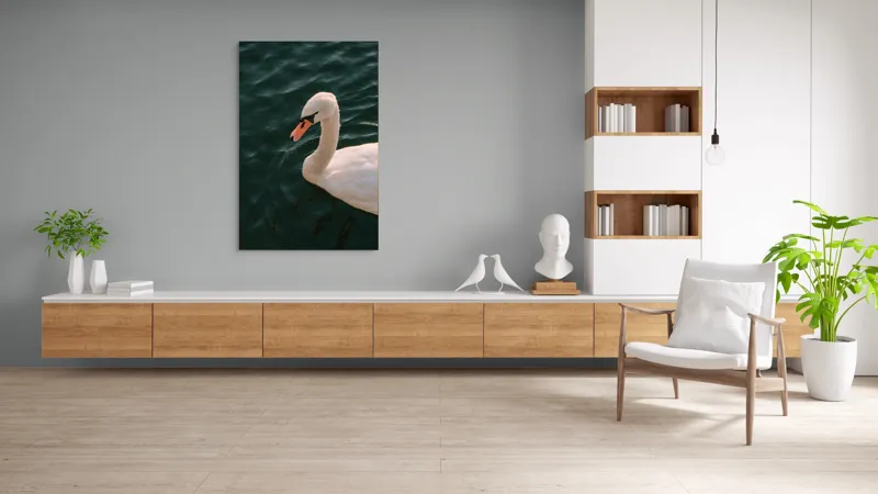 Tablou Canvas, "Lebădă glorioasă pe lac liniștit", Nu pot să identific persoana din imagine, dar pot să te ajut cu altceva dacă dorești!, 100 x 150 cm – poza 8