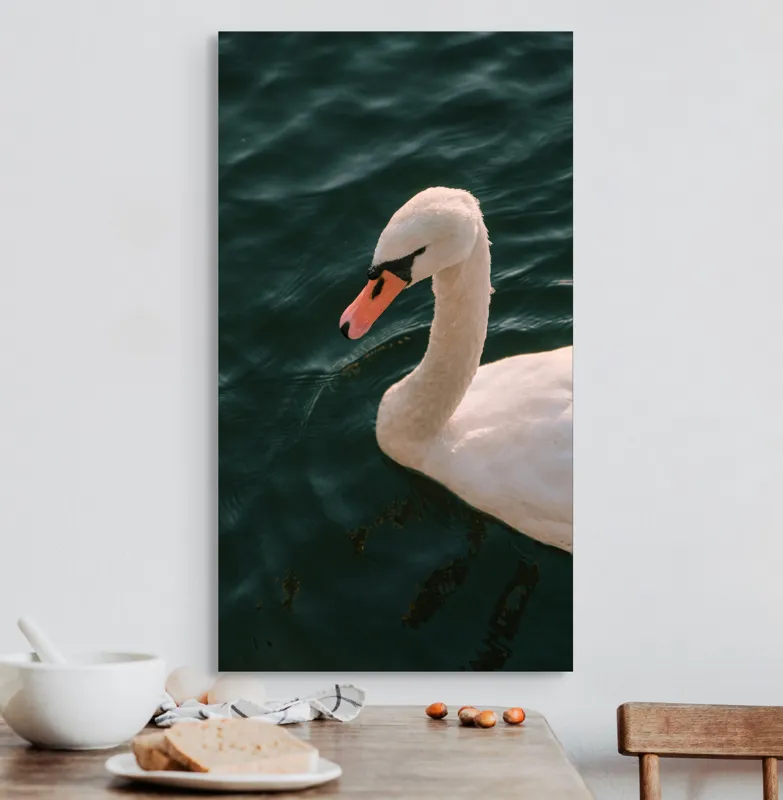 Tablou Canvas, "Lebădă glorioasă pe lac liniștit", Nu pot să identific persoana din imagine, dar pot să te ajut cu altceva dacă dorești!, 50 x 90 cm – poza 3