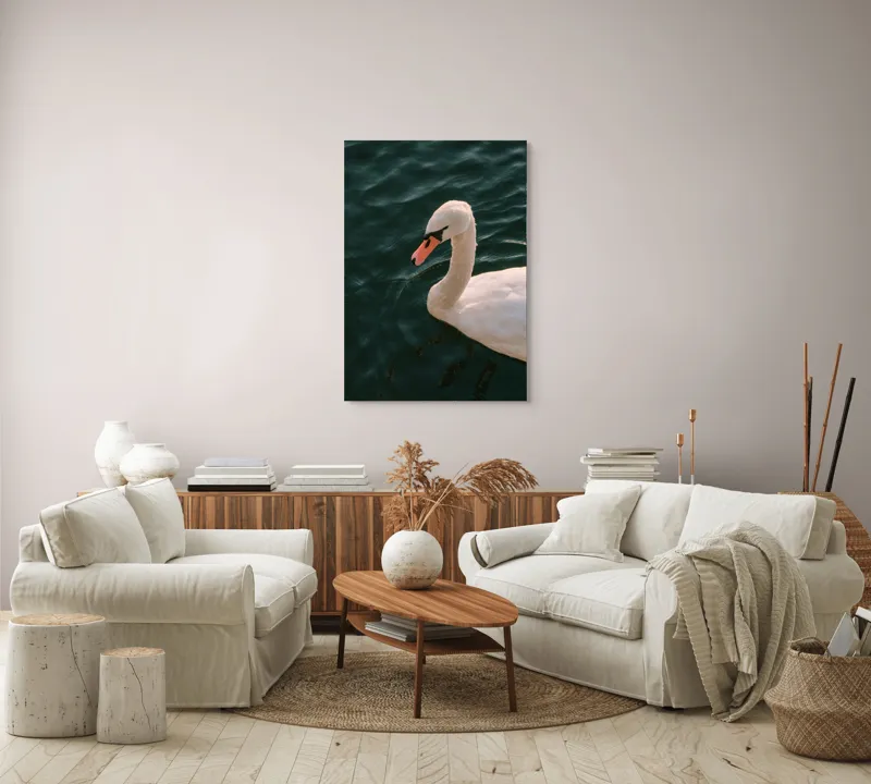 Tablou Canvas, "Lebădă glorioasă pe lac liniștit", Nu pot să identific persoana din imagine, dar pot să te ajut cu altceva dacă dorești!, 70 x 100 cm – poza 4