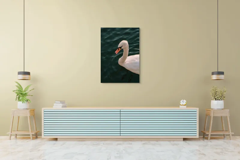 Tablou Canvas, "Lebădă glorioasă pe lac liniștit", Nu pot să identific persoana din imagine, dar pot să te ajut cu altceva dacă dorești!, 70 x 100 cm – poza 5