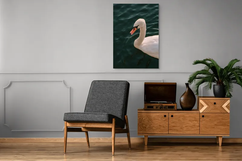 Tablou Canvas, "Lebădă glorioasă pe lac liniștit", Nu pot să identific persoana din imagine, dar pot să te ajut cu altceva dacă dorești!, 70 x 100 cm – poza 6