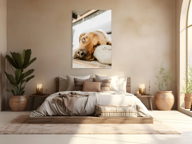 Tablou Canvas, "Cățel somnoros odihnindu-se liniștit", Nu pot să spun cine este în fotografie., 100 x 150 cm – poza 3