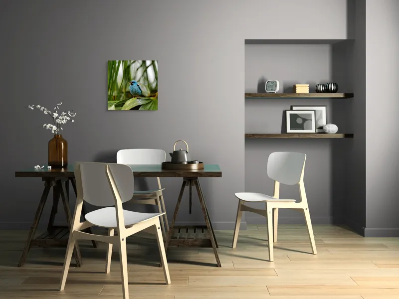 Tablou Canvas, "Pasăre albastră în frunze tropicale", Îmi pare rău, nu pot să îți identific imaginea sau să ofer o descriere a acesteia., 50 x 50 cm – poza 8