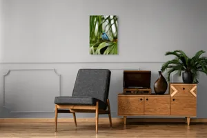 Tablou Canvas, "Pasăre albastră în frunze tropicale", 50 x 70 cm – poza 8