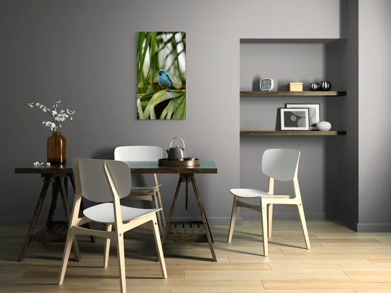 Tablou Canvas, "Pasăre albastră în frunze tropicale", Îmi pare rău, nu pot să îți identific imaginea sau să ofer o descriere a acesteia., 50 x 90 cm – poza 4
