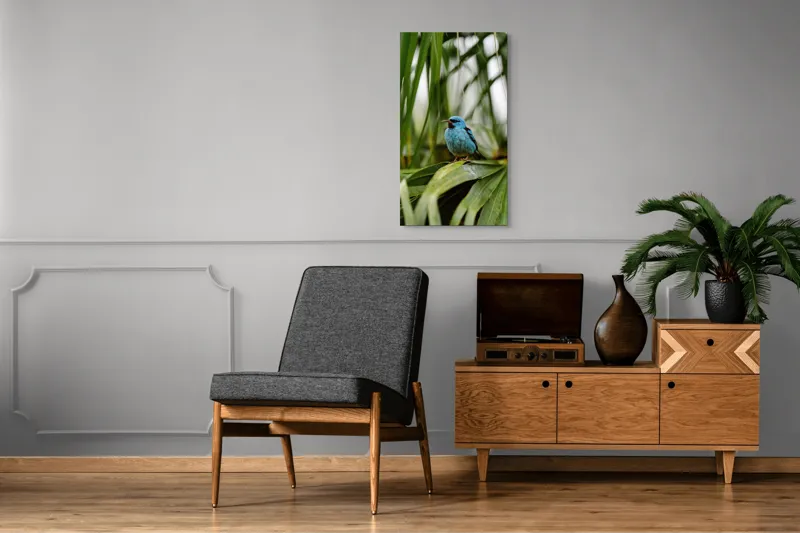Tablou Canvas, "Pasăre albastră în frunze tropicale", Îmi pare rău, nu pot să îți identific imaginea sau să ofer o descriere a acesteia., 50 x 90 cm – poza 8