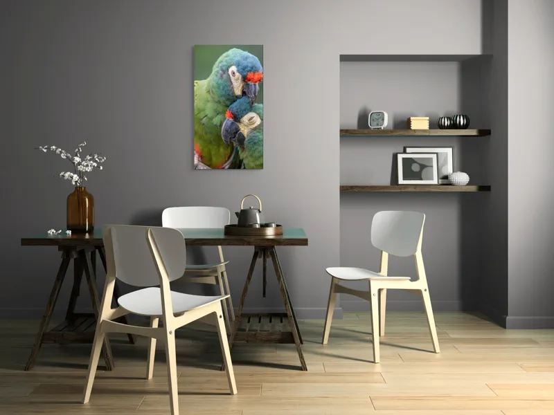 Tablou Canvas, "Papagali într-o tandră îmbrățișare verde", 50 x 90 cm – poza 4