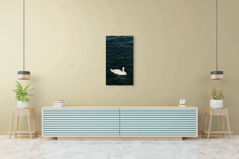 Tablou Canvas, "Lebăda plutește pe apă întunecată", Lebădă, Apă, Serenitate, Frumusețe, Calmitate, Natură, Eleganță, 50 x 90 cm – poza 6