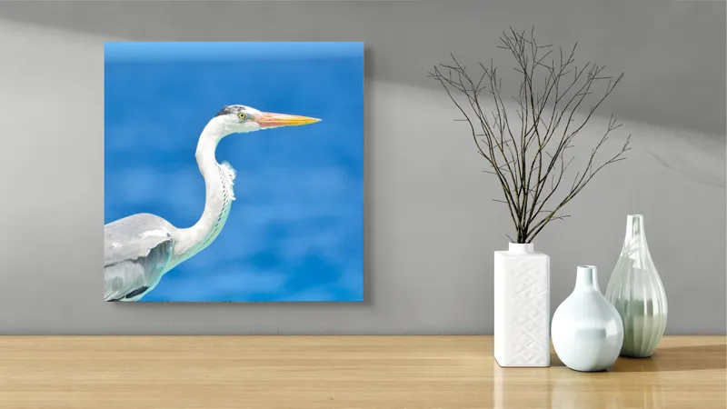 Tablou Canvas, "Egreta la marginea oceanului albastru", 50 x 50 cm – poza 3