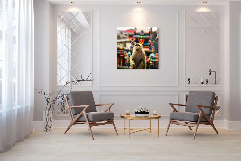 Tablou Canvas, "Maimuța în fața templelor colorate", Nu pot ajuta cu identificarea persoanelor sau animalelor din imagini., 100 x 100 cm – poza 7