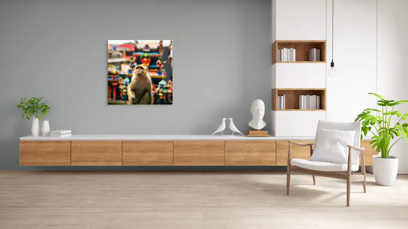 Tablou Canvas, "Maimuța în fața templelor colorate", Nu pot ajuta cu identificarea persoanelor sau animalelor din imagini., 100 x 100 cm – poza 8