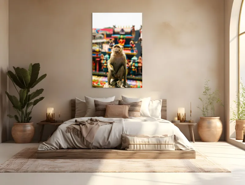 Tablou Canvas, "Maimuța în fața templelor colorate", Nu pot ajuta cu identificarea persoanelor sau animalelor din imagini., 100 x 150 cm – poza 3