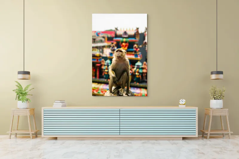 Tablou Canvas, "Maimuța în fața templelor colorate", Nu pot ajuta cu identificarea persoanelor sau animalelor din imagini., 100 x 150 cm – poza 4