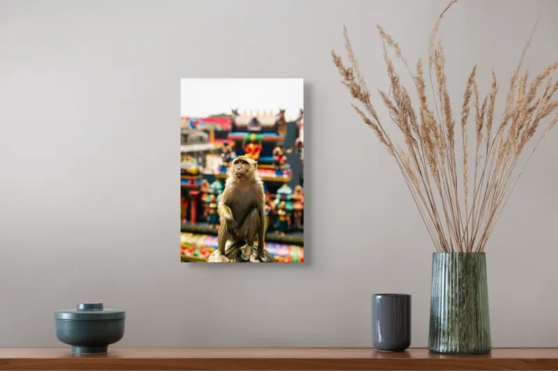 Tablou Canvas, "Maimuța în fața templelor colorate", 26 x 39 cm – poza 5