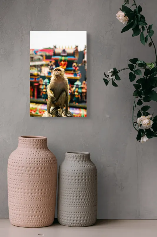 Tablou Canvas, "Maimuța în fața templelor colorate", 26 x 39 cm – poza 6