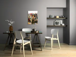 Tablou Canvas, "Maimuța în fața templelor colorate", 50 x 70 cm – poza 5