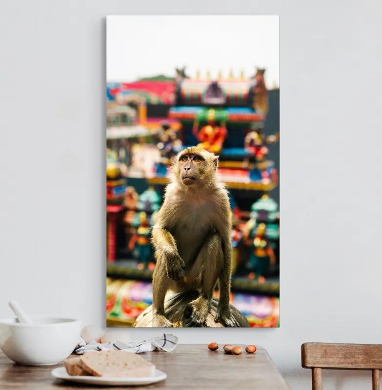 Tablou Canvas, "Maimuța în fața templelor colorate", Nu pot ajuta cu identificarea persoanelor sau animalelor din imagini., 50 x 90 cm – poza 3