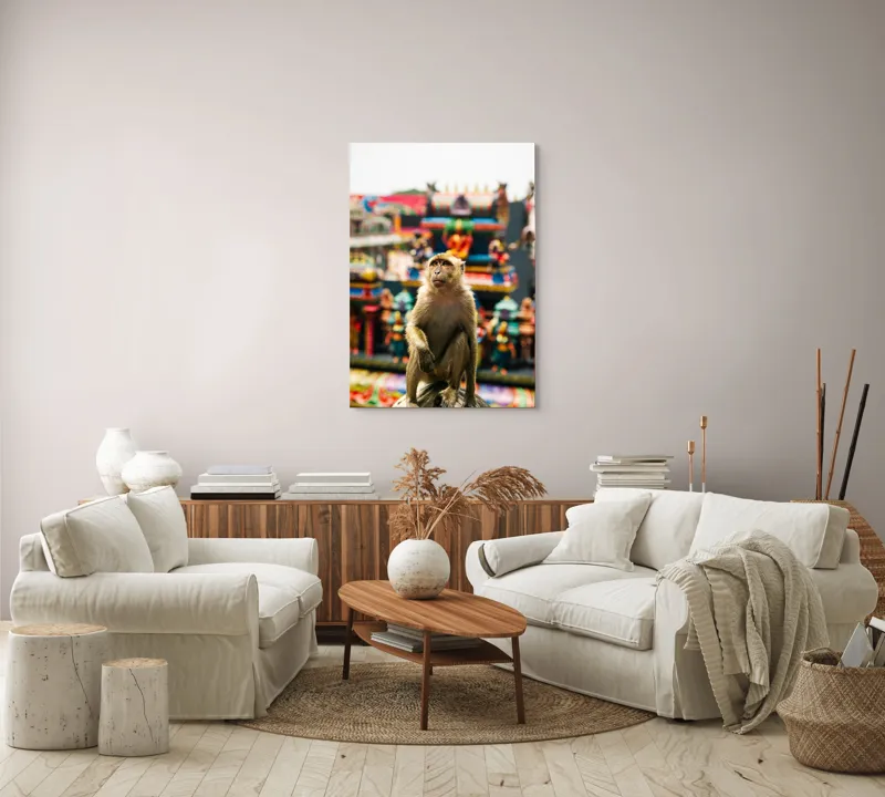 Tablou Canvas, "Maimuța în fața templelor colorate", 70 x 100 cm – poza 4