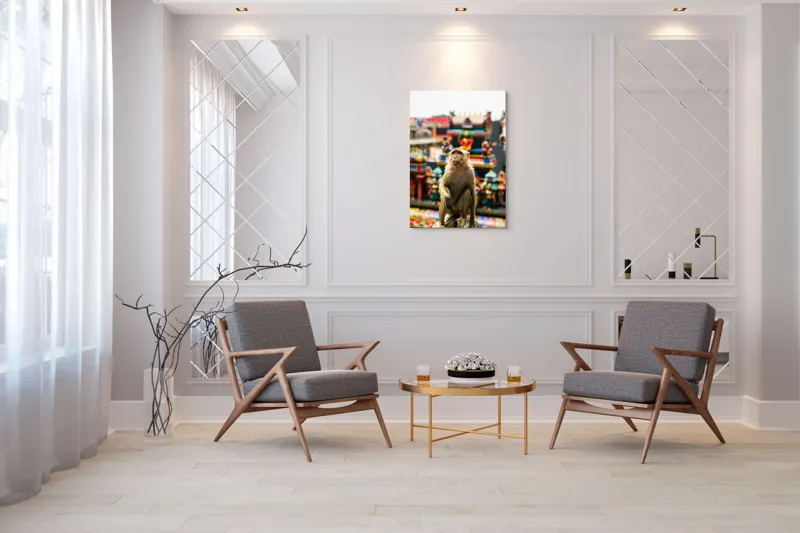 Tablou Canvas, "Maimuța în fața templelor colorate", 70 x 100 cm – poza 8