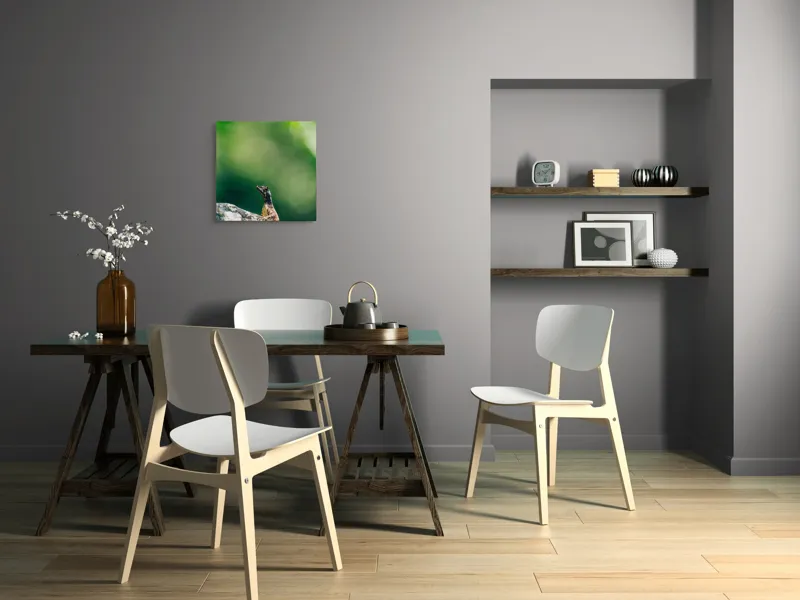 Tablou Canvas, "Șopârla solitară pe piatra bătrână", Natură, Lizard, Piatră, Verde, Camuflaj, Tranquilitate, Frunze, Bokeh, 50 x 50 cm – poza 8