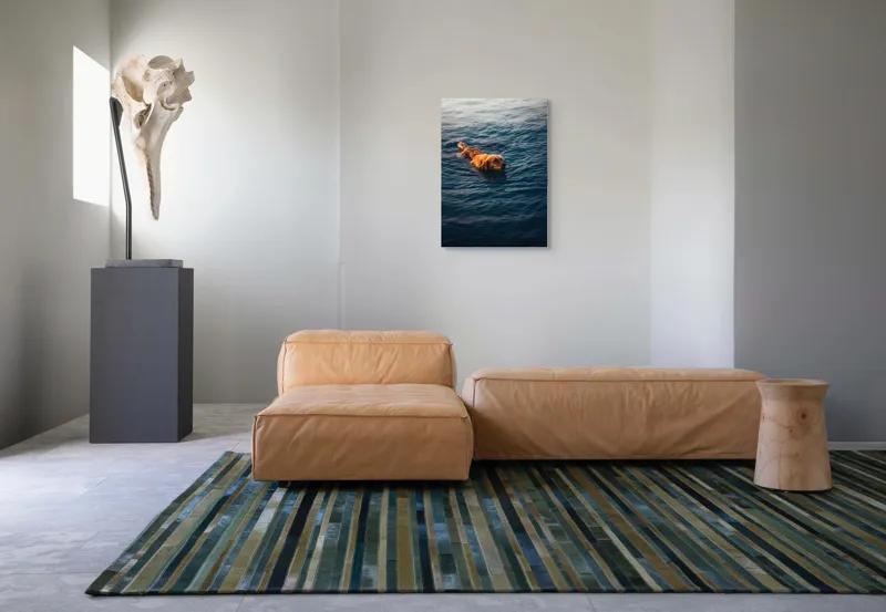 Tablou Canvas, "Câinele înotător în luciul apei", Câine, Apă, Înot, Blană, Auriu, 50 x 70 cm – poza 7