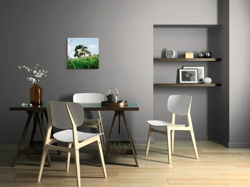 Tablou Canvas, "Vacă pășunând pe dealul verde", Nori, Vaci, Iarbă, Copac, Cer, Peisaj, Natură, Tranquilitate, 50 x 50 cm – poza 8