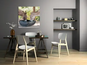 Tablou Canvas, "Măgarii prietenoși savurează masa împreună", 100 x 100 cm – poza 6