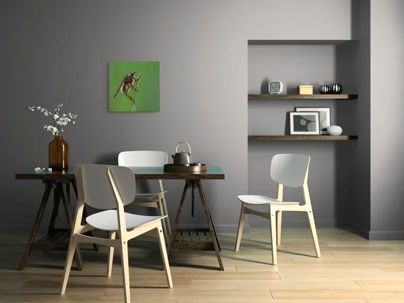 Tablou Canvas, "Musca odihnindu-se pe firul ierbii", Musca, Verdeață, Fragilitate, Natură, Echilibru, Percepție, Detaliu, 50 x 50 cm – poza 8
