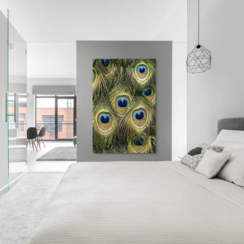 Tablou Canvas, "Mirajul culorilor de păun", Colorat, Hipnotic, Încântător, Simetric, Vibrant, Fascinant, Detaliat, Elegant, 100 x 150 cm – poza 5