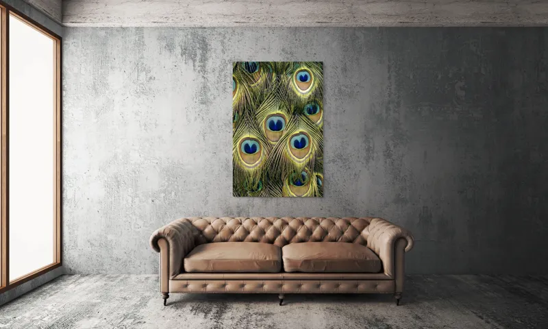Tablou Canvas, "Mirajul culorilor de păun", Colorat, Hipnotic, Încântător, Simetric, Vibrant, Fascinant, Detaliat, Elegant, 100 x 150 cm – poza 6