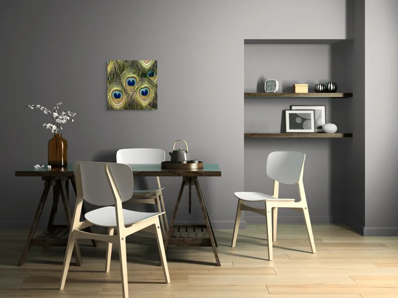 Tablou Canvas, "Mirajul culorilor de păun", Colorat, Hipnotic, Încântător, Simetric, Vibrant, Fascinant, Detaliat, Elegant, 50 x 50 cm – poza 8