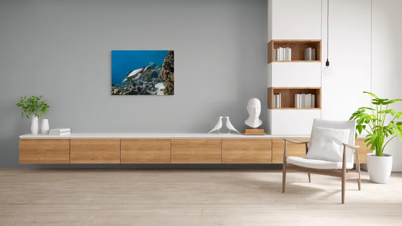 Tablou Canvas, "Testoasa explorând recifele colorate ale oceanului", Nu pot identifica sau descrie persoane din fotografii., 100 x 70 cm – poza 6