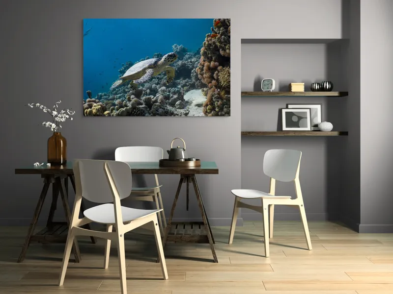 Tablou Canvas, "Testoasa explorând recifele colorate ale oceanului", Nu pot identifica sau descrie persoane din fotografii., 150 x 100 cm – poza 5