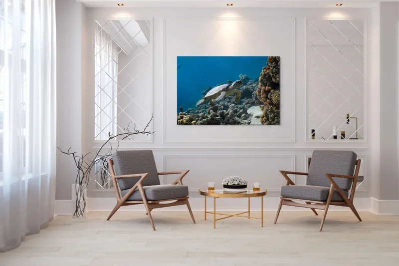 Tablou Canvas, "Testoasa explorând recifele colorate ale oceanului", Nu pot identifica sau descrie persoane din fotografii., 150 x 100 cm – poza 7
