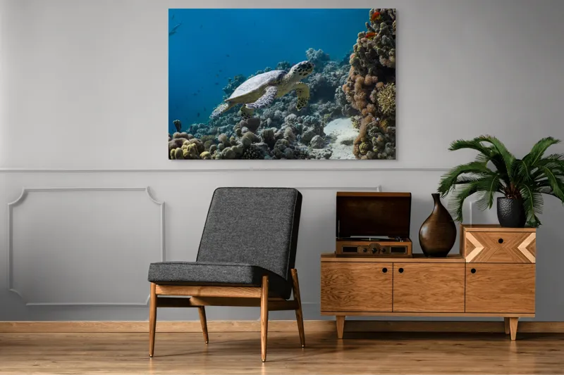 Tablou Canvas, "Testoasa explorând recifele colorate ale oceanului", Nu pot identifica sau descrie persoane din fotografii., 150 x 100 cm – poza 8