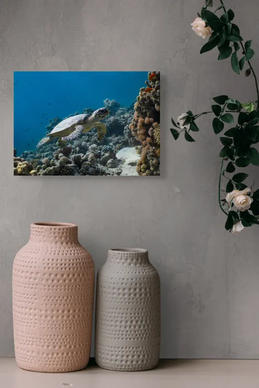 Tablou Canvas, "Testoasa explorând recifele colorate ale oceanului", Nu pot identifica sau descrie persoane din fotografii., 54 x 39 cm – poza 8