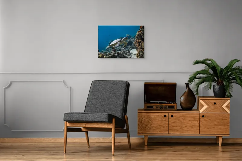 Tablou Canvas, "Testoasa explorând recifele colorate ale oceanului", Nu pot identifica sau descrie persoane din fotografii., 70 x 50 cm – poza 4