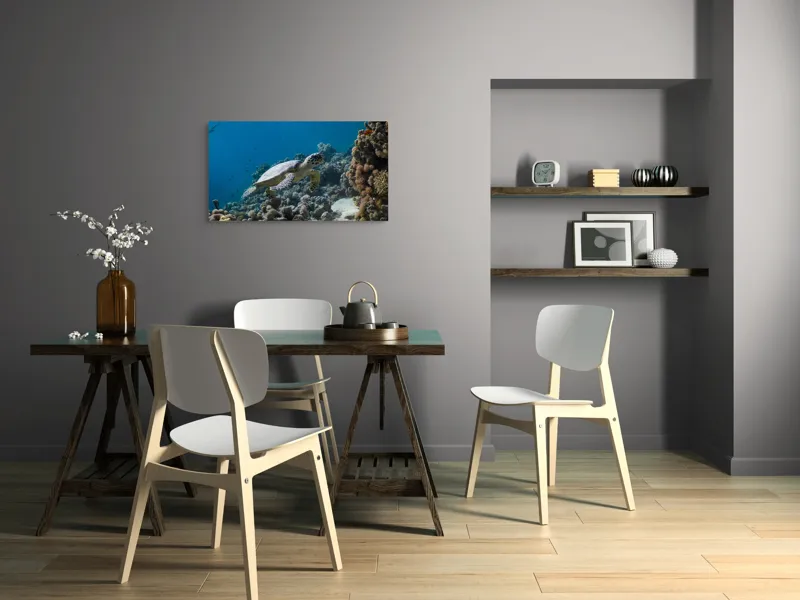 Tablou Canvas, "Testoasa explorând recifele colorate ale oceanului", Nu pot identifica sau descrie persoane din fotografii., 90 x 50 cm – poza 3