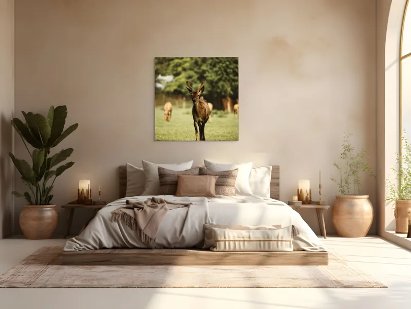 Tablou Canvas, "Cerbul tânăr în lumina dimineții", I don't know who this is., 100 x 100 cm – poza 4