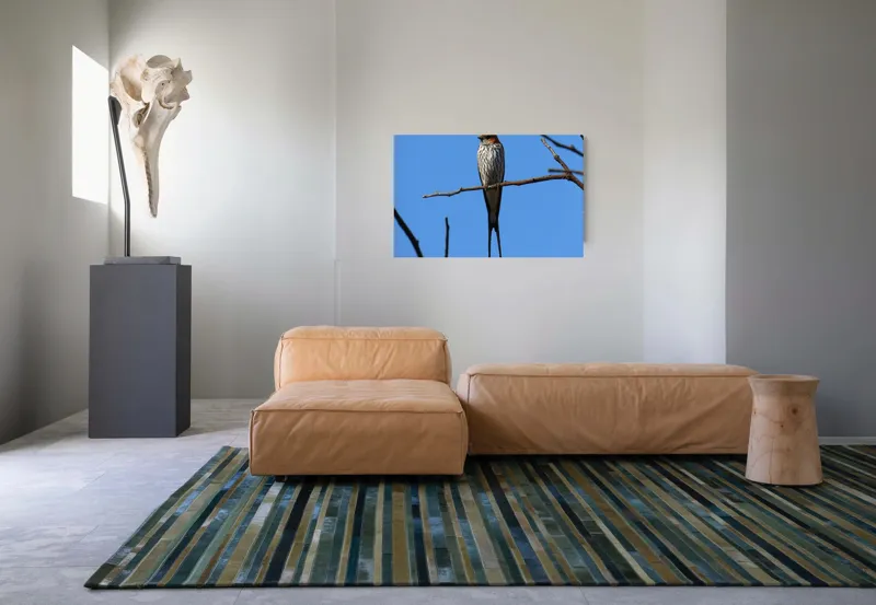 Tablou Canvas, "Rândunică mândră pe cerul albastru", Păsare, Ramură, Cer, Penaj, Natură, Frumusețe, Liniște, 90 x 50 cm – poza 8