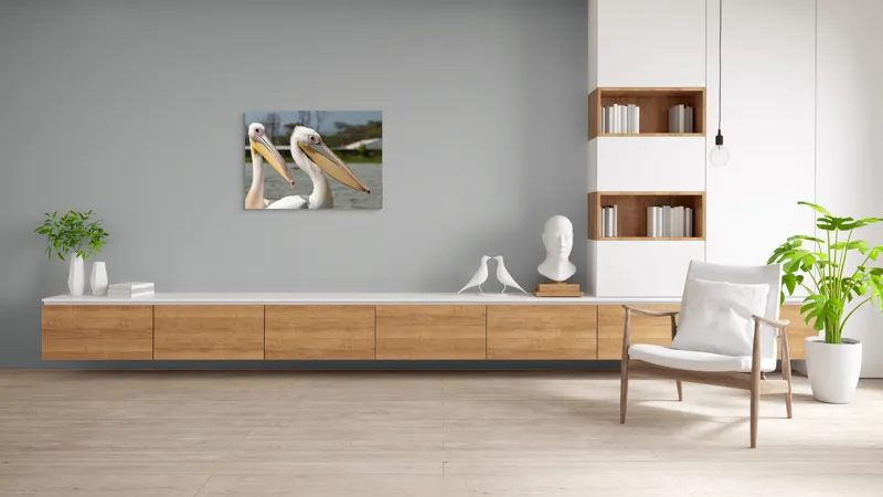 Tablou Canvas, "Pelicani la malul apei", 100 x 70 cm – poza 6