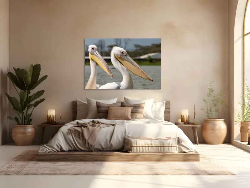 Tablou Canvas, "Pelicani la malul apei", 150 x 100 cm – poza 4